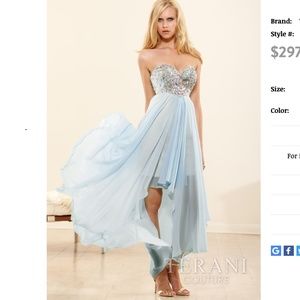 TERANI COUTURE hi-low Aqua Evening Dress 6